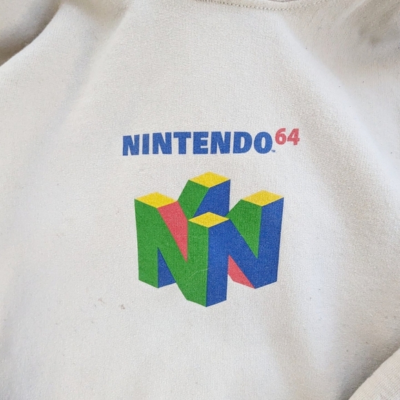Nintendo 64 Hoodie Sweatshirt made by Nintendo Ivory Color Size M - Picture 2 of 4